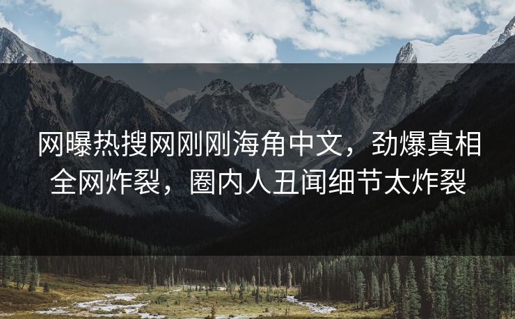 网曝热搜网刚刚海角中文，劲爆真相全网炸裂，圈内人丑闻细节太炸裂