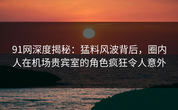 91网深度揭秘：猛料风波背后，圈内人在机场贵宾室的角色疯狂令人意外
