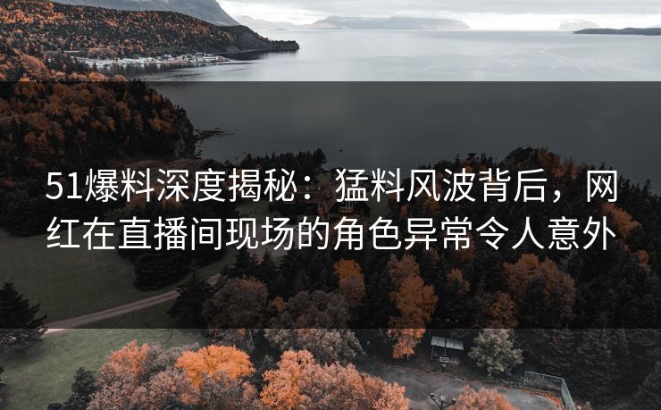 51爆料深度揭秘：猛料风波背后，网红在直播间现场的角色异常令人意外