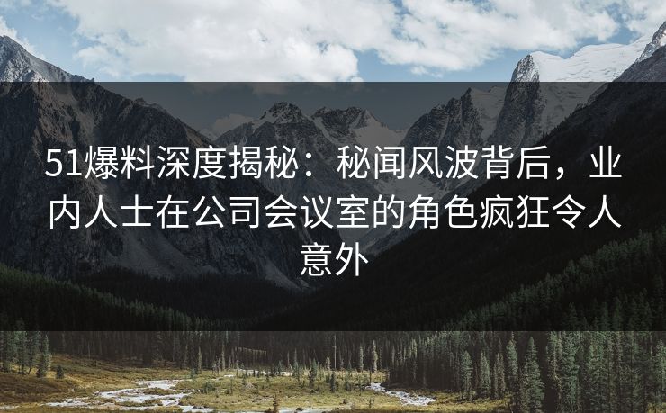 51爆料深度揭秘：秘闻风波背后，业内人士在公司会议室的角色疯狂令人意外