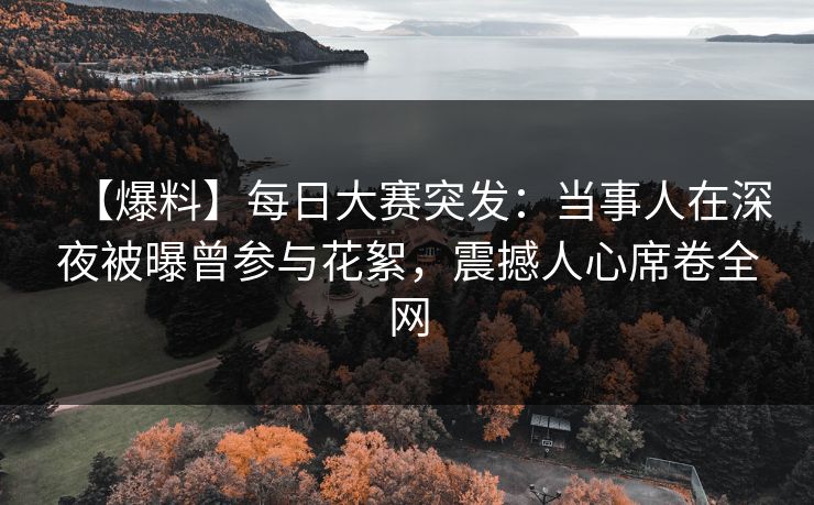 【爆料】每日大赛突发：当事人在深夜被曝曾参与花絮，震撼人心席卷全网