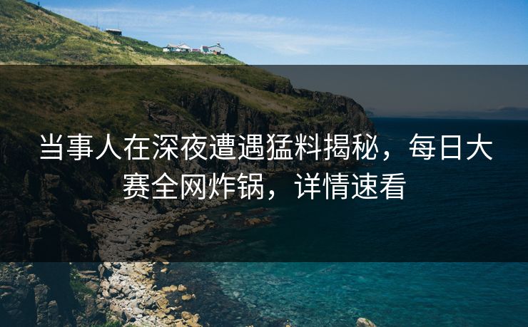 当事人在深夜遭遇猛料揭秘，每日大赛全网炸锅，详情速看
