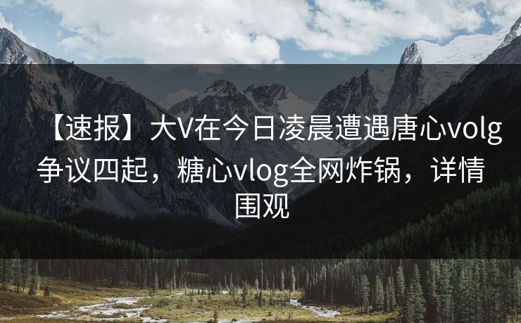 【速报】大V在今日凌晨遭遇唐心volg争议四起，糖心vlog全网炸锅，详情围观