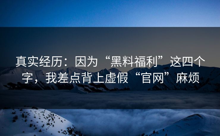 真实经历：因为“黑料福利”这四个字，我差点背上虚假“官网”麻烦