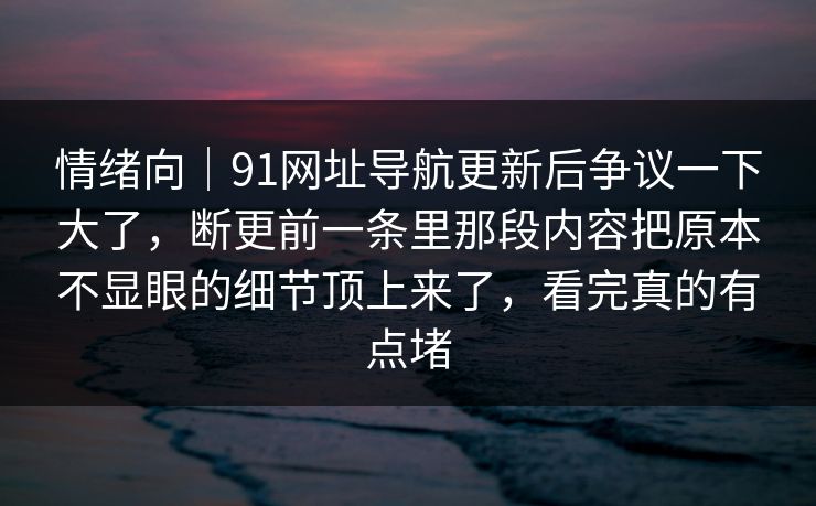 情绪向｜91网址导航更新后争议一下大了，断更前一条里那段内容把原本不显眼的细节顶上来了，看完真的有点堵